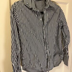 Zara Gray and White Striped Shirt